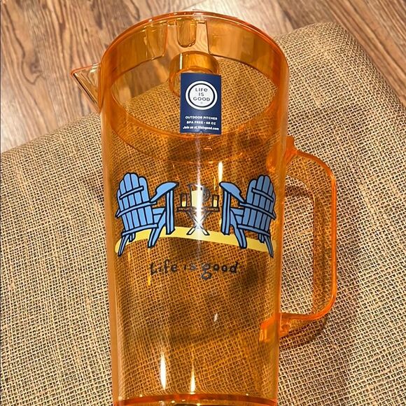 Life is Good Orange Pitcher - Picture 1 of 3